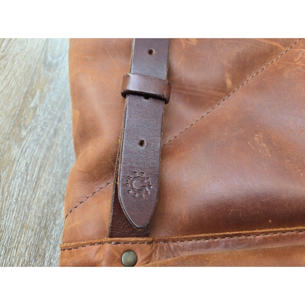 Kruk Garage Highway Backpack SE032 Men's L Cognac Brown Leather Roll Top - Picture 9 of 16